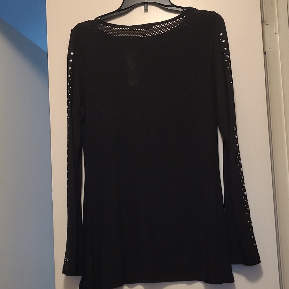 Belldini Black Long Sleeve Top with Studded Accents - Picture 7 of 7